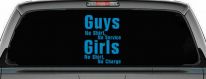 Girls No Shirt No Charge Funny Car or Truck Window Decal Sticker (Blue)