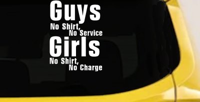 Girls No Shirt No Charge Funny Car Truck Window Vinyl Decal Sticker