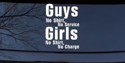 Girls No Shirt No Charge Funny Car or Truck Window Decal Sticker