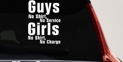 Girls No Shirt No Charge Funny Car Truck Window Vinyl Decal Sticker