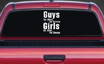 Girls No Shirt No Charge Funny Car or Truck Window Decal Sticker
