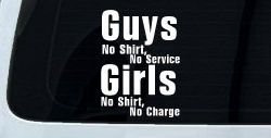 Girls No Shirt No Charge Funny Car or Truck Window Decal Sticker