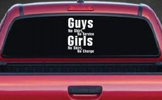 Girls No Shirt No Charge Funny Car or Truck Window Decal Sticker