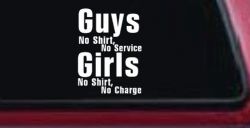 Girls No Shirt No Charge Funny Car or Truck Window Decal Sticker