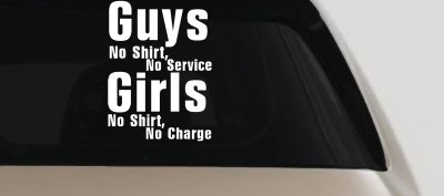 Girls No Shirt No Charge Funny Car Truck Window Vinyl Decal Sticker