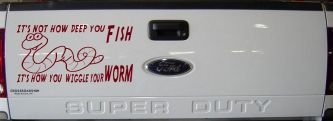 It's Not How Deep You Fish It's How You Wiggle Your Worm Funny Fishing Car or Truck Window Decal Sticker (Burgundy)