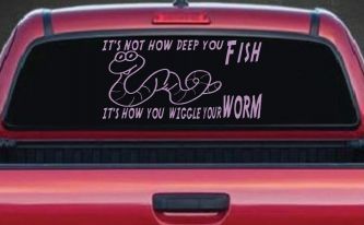 Funny Fishing Decal Wiggle Your Worm Car Truck Window Sticker Vinyl (Lilac)