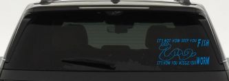Funny Fishing Decal Wiggle Your Worm Car Truck Window Sticker Vinyl (Sky Blue)