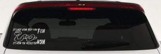 It's Not How Deep You Fish It's How You Wiggle Your Worm Funny Fishing Car or Truck Window Decal Sticker (White)