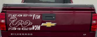 Funny Fishing Decal Wiggle Your Worm Car Truck Window Sticker Vinyl (White)