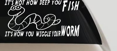 Funny Fishing Decal Wiggle Your Worm Car Truck Window Sticker Vinyl