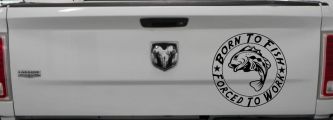 Born To Fish Forced To Work Fishing Car or Truck Window Decal Sticker (Black)