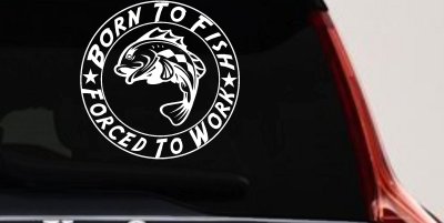 Born To Fish Forced To Work Decal Truck Car Window Vinyl Sticker