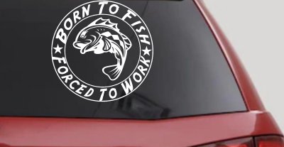 Born To Fish Forced To Work Decal Truck Car Window Vinyl Sticker