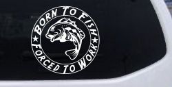 Born To Fish Forced To Work Fishing Car or Truck Window Decal Sticker