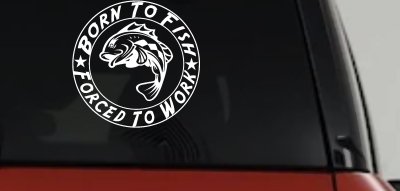 Born To Fish Forced To Work Decal Truck Car Window Vinyl Sticker