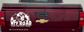 Rock Crawler Real Men Still Crawl Off Road Car or Truck Window Decal Sticker (White)