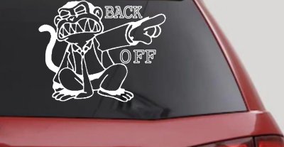 Evil Monkey Back Off Car Truck Window Vinyl Decal Sticker Fun Warning