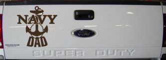Navy Dad Military Car or Truck Window Decal Sticker (Brown)