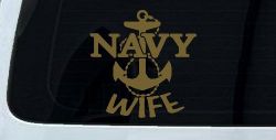 Navy Wife Military Car or Truck Window Decal Sticker (Gold)
