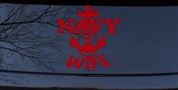 Navy Wife Military Car or Truck Window Decal Sticker (Red)