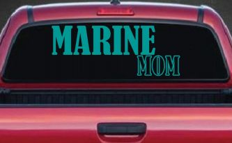 Marine Mom Military Car or Truck Window Decal Sticker (Turquoise)