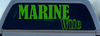 Marine Wife Military Car or Truck Window Decal Sticker (Lime)