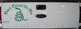 Gadsden Flag Don't Tread On Me Guns and Freedom Car or Truck Window Decal Sticker (Dark Green)