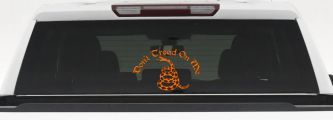 Gadsden Flag Don't Tread On Me Guns and Freedom Car or Truck Window Decal Sticker (Orange)