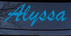 Alyssa Name Car Truck Window Vinyl Decal Sticker - Custom Auto Graphic (Blue)