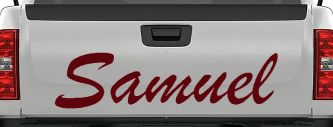 Samuel Window Decal for Cars Trucks - Personalized Vinyl Sticker (Purple Red)