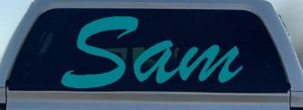 Sam Custom Vinyl Decal for Car & Truck Windows Personalized Sticker (Turquoise Blue)