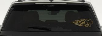 Wolf With Tribal Flames Car or Truck Window Decal Sticker (Gold)