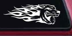 Wolf With Tribal Flames Car or Truck Window Decal Sticker