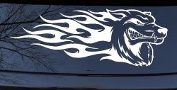 Wolf With Tribal Flames Car or Truck Window Decal Sticker