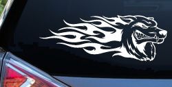 Wolf With Tribal Flames Car or Truck Window Decal Sticker