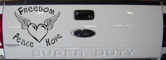 Freedom Peace Hope Heart With Wings Car or Truck Window Decal Sticker (Black)