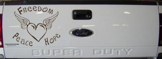 Freedom Peace Hope Heart With Wings Car or Truck Window Decal Sticker (Brown)