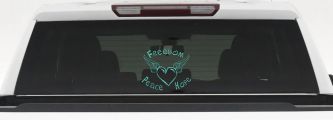 Freedom Peace Hope Heart With Wings Car or Truck Window Decal Sticker (Mint)