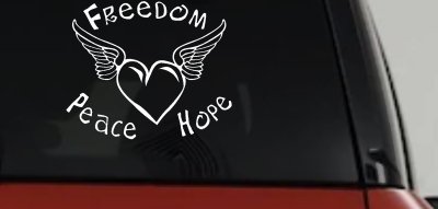 Freedom Peace Hope Heart Wings Car Truck Window Decal Sticker Vinyl Art