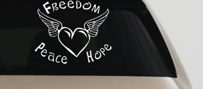 Freedom Peace Hope Heart Wings Car Truck Window Decal Sticker Vinyl Art