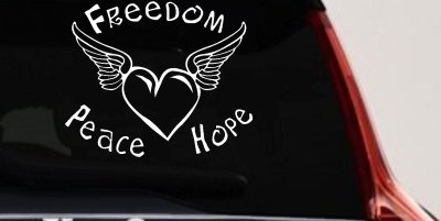 Freedom Peace Hope Heart Wings Car Truck Window Decal Sticker Vinyl Art