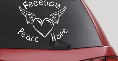 Freedom Peace Hope Heart Wings Car Truck Window Decal Sticker Vinyl Art