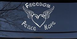 Freedom Peace Hope Heart With Wings Car or Truck Window Decal Sticker