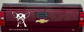 Chihuahua Dog Car or Truck Window Decal Sticker (White)