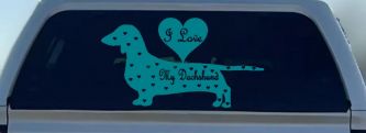 I Love My Dachshund Decal Sticker for Car Truck Window Dog Lover Gift (Turquoise Blue)