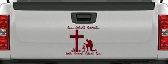 All Gave Some And Some Gave All Soldier Kneeling at Cross Military Car or Truck Window Decal Sticker (Purple Red)