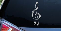 Tribal Music Note Car or Truck Window Decal Sticker (Light Gray)
