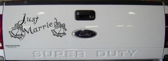 Just Married Wedding Car or Truck Window Decal Sticker (Black)