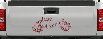 Just Married Wedding Car Truck Window Vinyl Decal Sticker Decor (Burgundy)